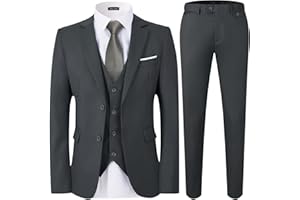 WEEN CHARM Men's Suits Slim Fit,3 Piece Suit for Men,2 Button Blazer Jacket Vest Pants with Tie,Men Tuxedo Suit Set
