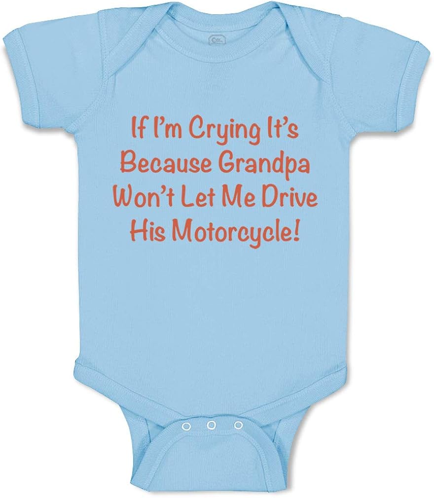 Custom Baby Bodysuit Grandpa Won't Let Me Drive Motorcycle Grandfather Cotton