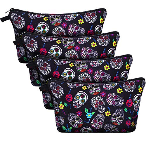 4 Pieces Cosmetic Bag Sugar Skull Makeup Bags Travel Makeup Pouch Skull Flowers Toiletry Bag for Women Cosmetics Keychains and More Daily Items 1 4 Pieces Cosmetic Bag Sugar Skull Makeup Bags Travel Makeup Pouch Skull Flowers Toiletry Bag for Women Cosmetics Keychains and More Daily Items