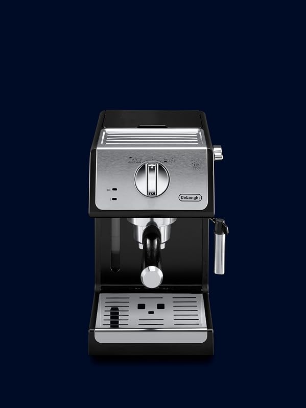De'lonchi - café da bomba tradicional para espresso e cappuccino, para café e monodysis moídos, 2 xícaras simultaneamente, tanque de água de 1,1l, 1100 w, ecp 33.21, preto e prata — foto 6 de 6