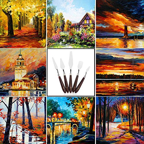 15 Pcs Set/5Pcs Palette Knives and 10 PCS Professional Watercolor Paint Brush Oil Painting Scraper Nylon Brushes for Artists Beginners