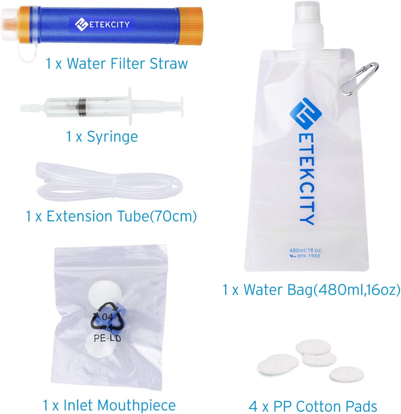 Etekcity Water Filter Straw Camping Water Purification Portable Water Filter Survival Kit for Camping, Hiking, Emergency, Hurricane : Sports & Outdoors