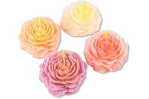 BelugaDesign Peony Candles | Rose Flower Shaped Cute Aesthetic Scented in Pastel Pink White Purple | Good Vibes Candle Gift Set for Women Valentine Birthday | Cute Kawaii Soy Wax | Bulk Bundle 4 Pack