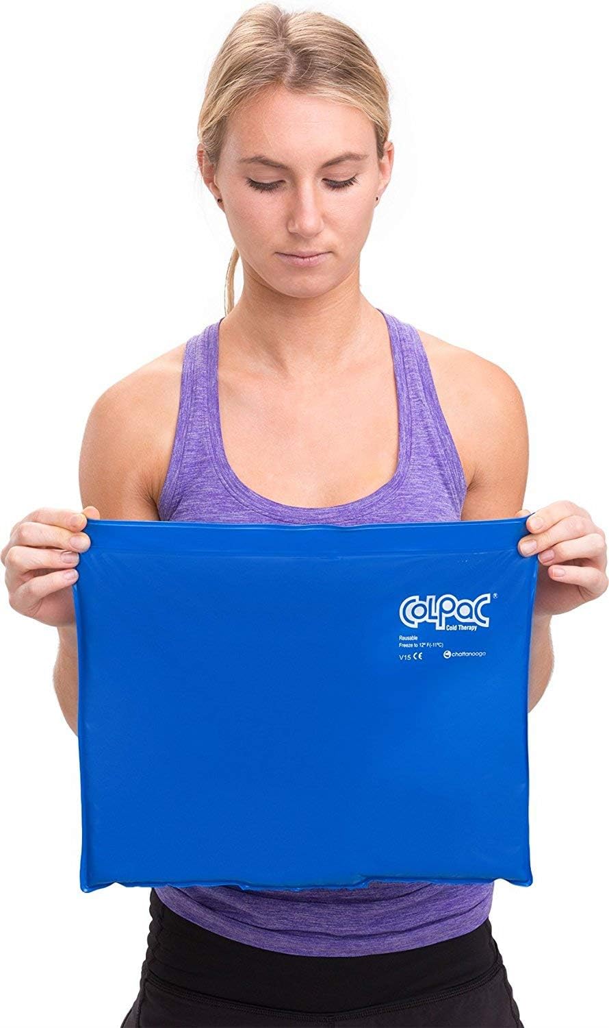 Chattanooga ColPac - Reusable Gel Ice Pack - Blue Vinyl - Standard - 11 in x 14 in (28 cm x 36 cm) - Cold Therapy for Knee, Arm, Elbow, Shoulder, Back for Aches, Swelling, Bruises, Sprains, Inflammation: Health & Personal Care