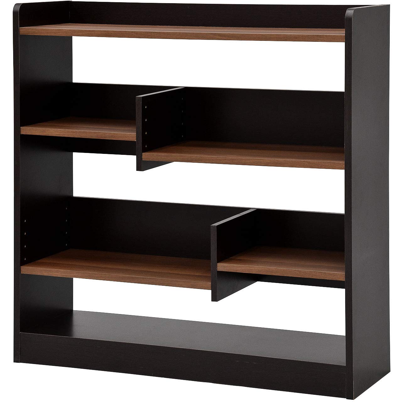 ワイエムワールド 本棚 オープンラック ウォールナット×ブラウン 幅90 木製 スリム 4段 00-139商品画像