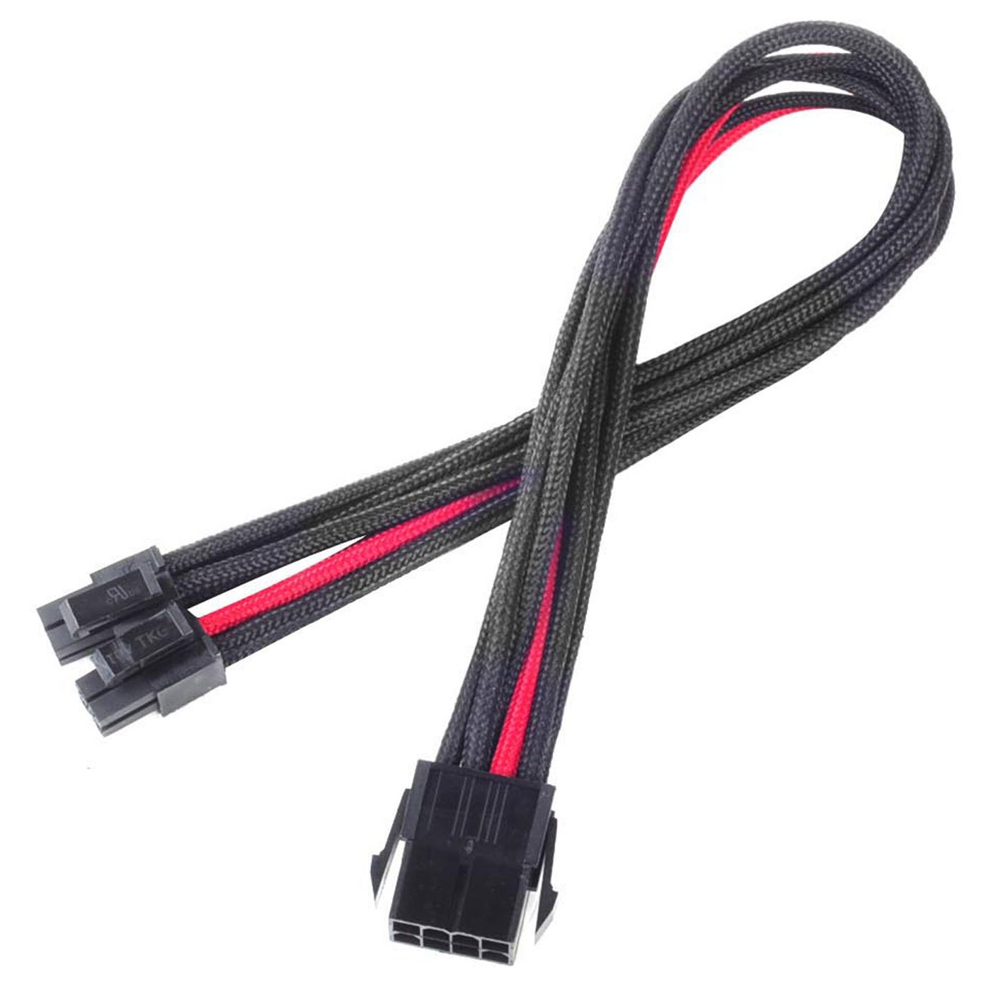 SilverStone SST-PP07-EPS8BR - 30cm EPS 8pin to EPS/ATX 4+4pin Sleeved Extention Cable, black red