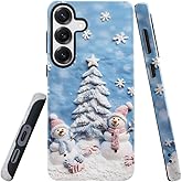 Compatible with Samsung Galaxy S25,Glossy Dual-Layer Protection with Phone Case Cover - Snowman Winter Christmas Tree