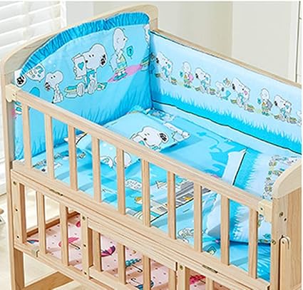 Kli Nouveau Ne Lit Bebe Solide Sans Peinture Bois Bebe Berceau Lit A Bascule Avec Ensembles De Literie Coloree De 5 1 70 Cm Snoopy Amazon Fr Sports Et Loisirs