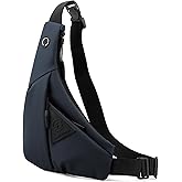 MAYMOONER Small Sling Crossbody Bag for Men, Lightweight Anti-theft One Strap Casual Chest Bag Slim Backpack for Outdoor Walking Trip Hiking Biking Navy Blue