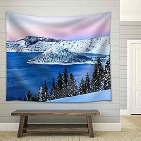 Lake Oregon - Crater Lake National Park - Fabric Wall Tapestry Home Decor - 51x60 inches