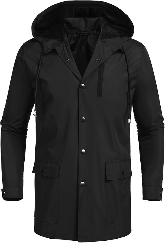 COOFANDY Men's Waterproof Rain Jacket with Hood Lightweight