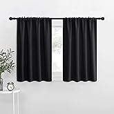 NICETOWN Short Kitchen Window Blackout Curtains Over Sink 36 inch 2 Panels | Black Out RV Bunk Drapes for Camper, Thermal Insulating Cafe Half Curtains for Small Window, Rod Pocket, Room Darkening