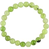 CRYSTALIS Power-Bracelet Green Jade Elastic Stretch Bracelet, Natural Beads, Chakra Healing Jewelry for Men & Women, Adjustable Bracelet, Gift Giving Bracelet, 7.25 to 7.50 inch