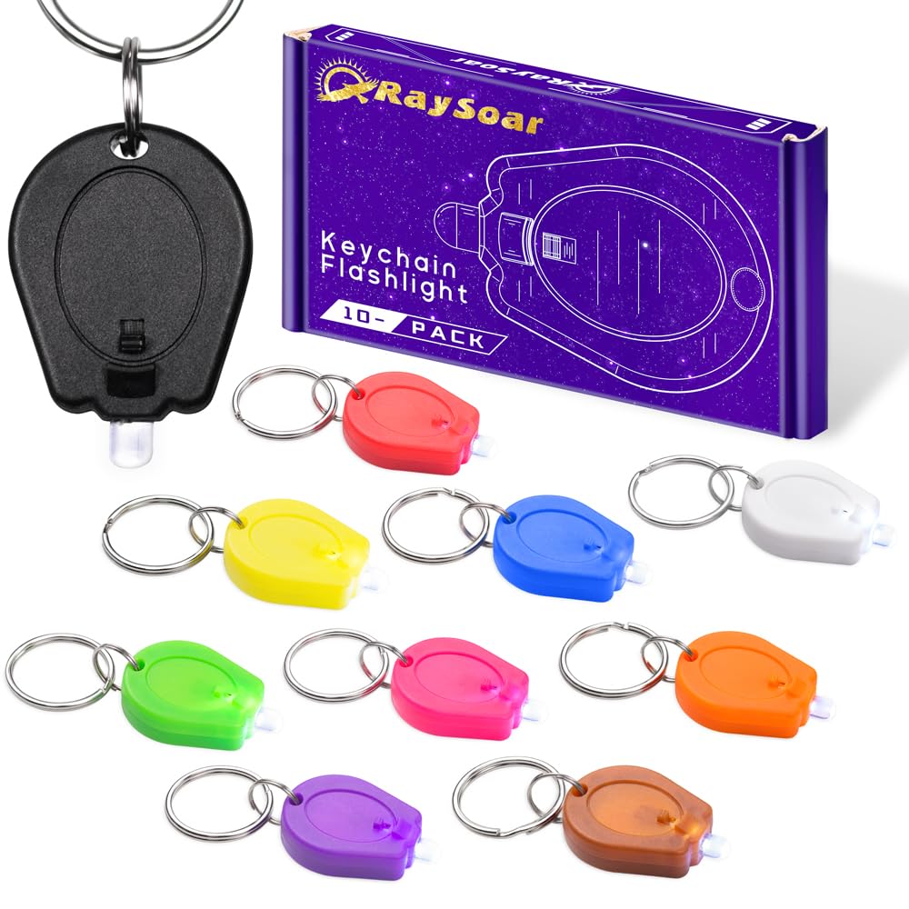 Photo 1 of RaySoar 10 Pack Ultra Bright Mini LED Keychain Flashlight, Small Key Ring Flashlight, Portable LED Keychain Light for Outdoor Activities Emergency Light - 10 Colors Shell