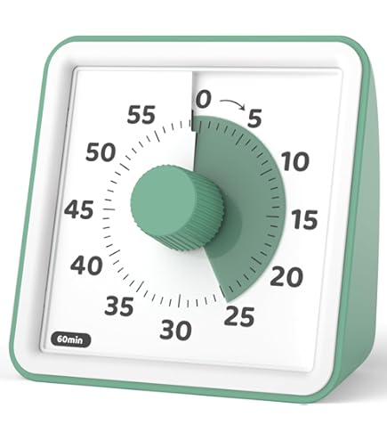 Temporizador visual de 60 minutos, temporizador de reloj para niños, herramienta de gestión del tiempo, temporizador de cuenta regresiva silenciosa, multiusos, práctico, fácil de usar, temporizador de