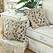 CaliTime Throw Pillow Covers Luxury Chenille Cute Leaves Decorative Cushion Case Shell for Couch Sofa Home 18 X 18 Inches Ecru Grey