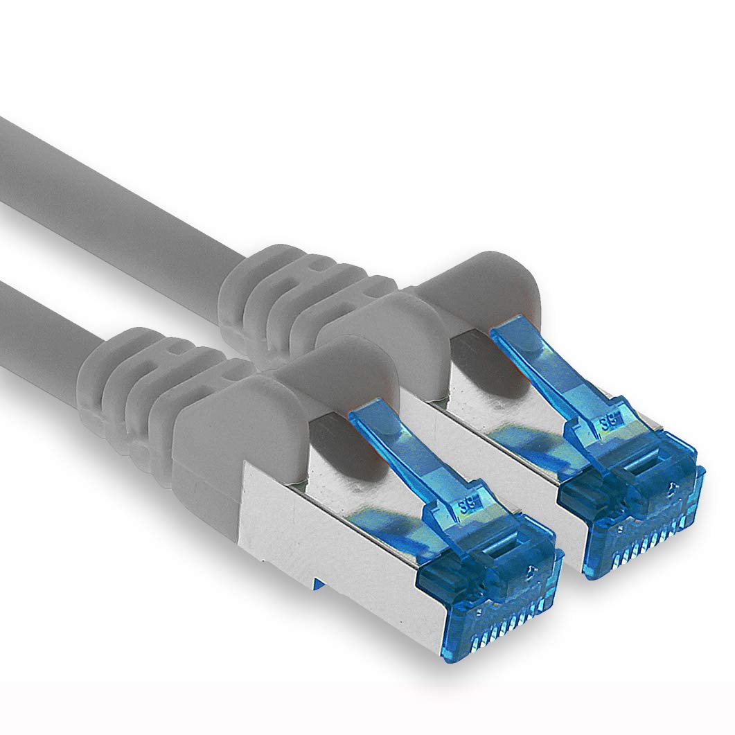 1aTTack.de Patch cable - 7.5m Ethernet, network, LAN cable CAT6a (for Gigabit networks, routers, switches, modems with RJ45 input - gray)
