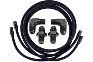 Autoutfit 6AN PTFE Transmission Cooler Lines Hose Connector Kit 7FT Long, Suitable for Transmission Pipelines of Multiple AN6 Hoses 4L60/700R4/TH350/TH400 Chevy Silverado Impala