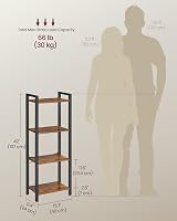 VASAGLE 4-Tier Bookshelf 24x40x107 cm Rustic Brown Ink Black LLS099B01 view 6