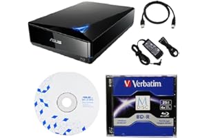 Produplicator Asus 16x External Blu-ray Drive with BD Suite Disc, USB 3.0 Cable, Power Adapter and Cord (BW-16D1X-U) Bundle w
