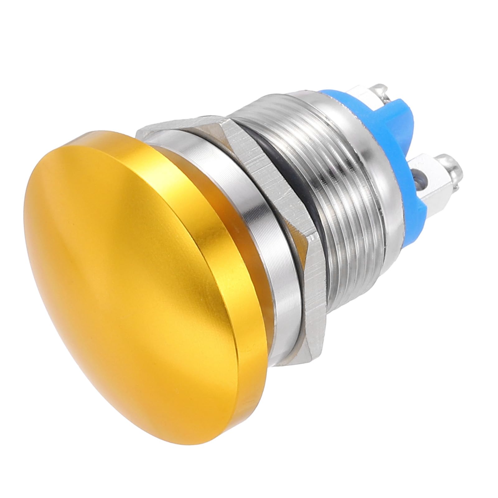 METALLIXITY 1PCS 5A 19MM 3/4" Momentary Mushroom Head Push Button Switch 12V 24V 120V 250V AC Gold 1NO Waterproof IP65 SPST Domed Round 2 Screw Foot Button