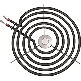 WB30T10074 8-Inch 5-Turn Surface Burner Heating Element For GE Hotpoint | WB30T10074 8 inch stove heating element dual voltage reinforced bracket even heat plug and play fit GE Hotpoint ranges