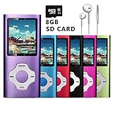 VOLGER DIGITAL 8GB Versatile Mini MP3 MP4 Music Player Internal Micro SD Card Lossless Sound Hi-Fi Entry Video Movie Player FM Radio Voice Recording Photo Viewer E-book Reader Media Player (Purple)