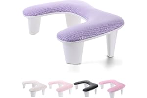 INENK Professional Nail Tech Hand Rest - U-shaped Manicure Arm Cushion, Large Microfiber PU Leather Pillow for Acrylic Nail Technicians (Purple Lattice)