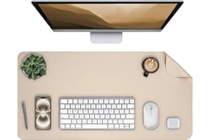 PROMATTOO Oversized Non-Slip Desk Pad Protector – Grips Desk Firmly, Anti-Slip Like You've Never Seen! Vegan Leather Waterproof Laptop Mat for Keyboard & Mouse – Large Office Pad– Warm Beige