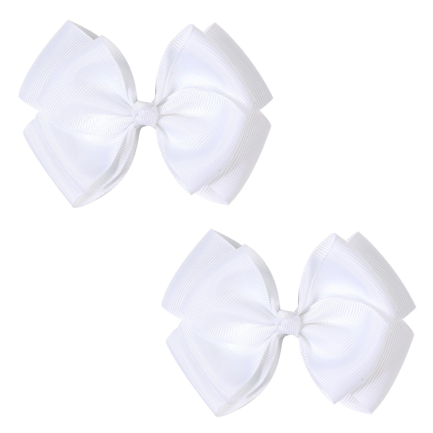 Photo 1 of 4.5-Inch Double-Layered Bow Hair Clips for Girls-Perfect for Halloween, Birthdays, Christmas, and Everyday Wear-Set of 2 ?White)