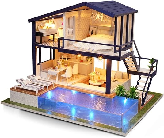 Amazon Lemeso ドールハウスキット 手作りキットセット ミニチュアコレクション 時間アパート Diy木製 英語説明書 オルゴール付属 A 066 A プラモデル 通販