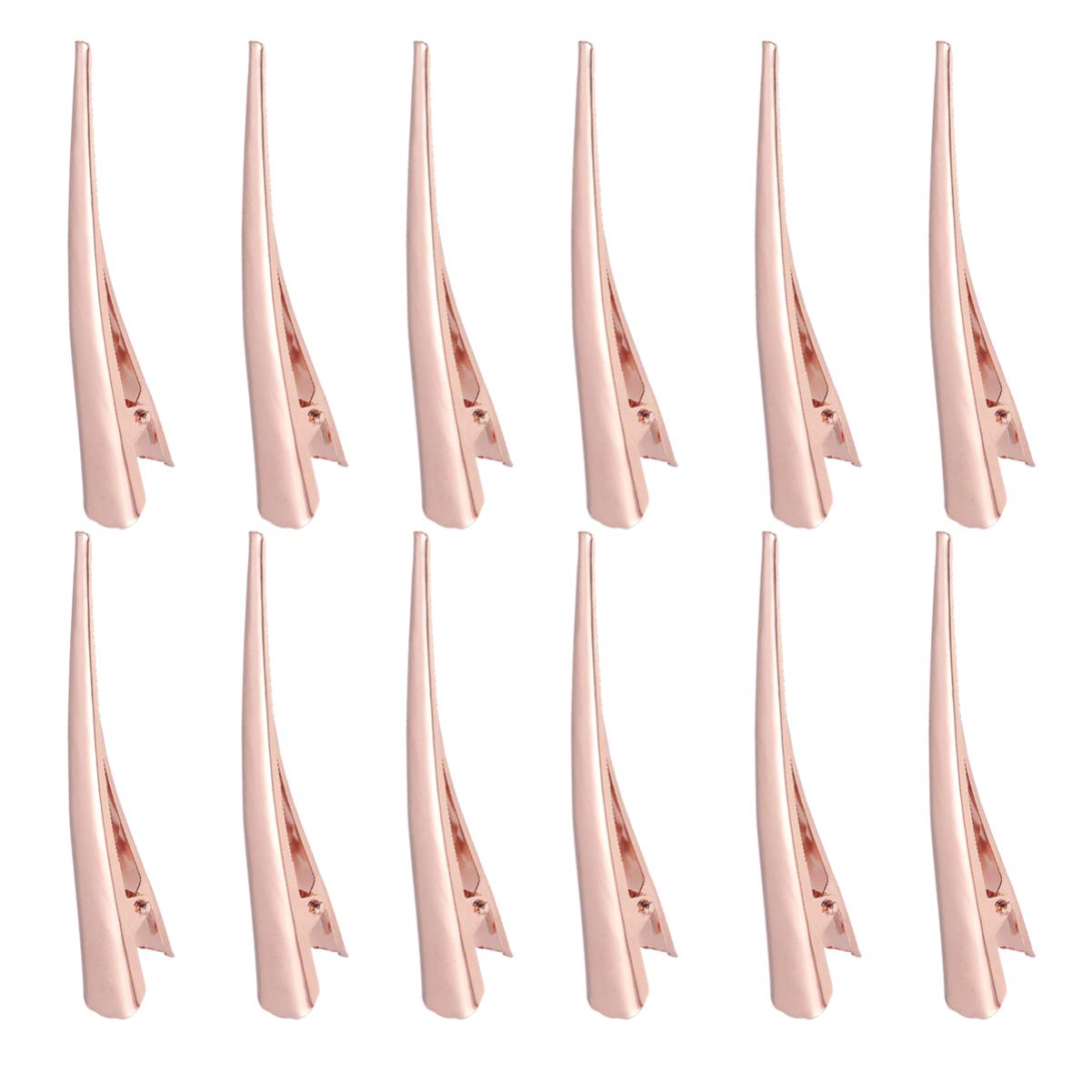 Minkissy Sectioning Hair Clips 12Pcs Large Alligator Hair Clips Duckbill Clips Metal Alligator Curl Clips Styling Claw for Styling Sectioning (Rose Gold) Metal Hair Clips