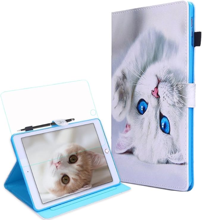 新型 Ipad 9 7 ケース 第6世代 第5世代 18 17 Ipad 9 7カバー ペンシル収納 可愛いネコ ねこ 猫 Ipad9 7カバー スマートカバー 手帳型 保護フィルム付き タッチペン付き Ackaban オートスリープ ペンホルダー ペン差し 新しい アイパッド9 7 Amazon