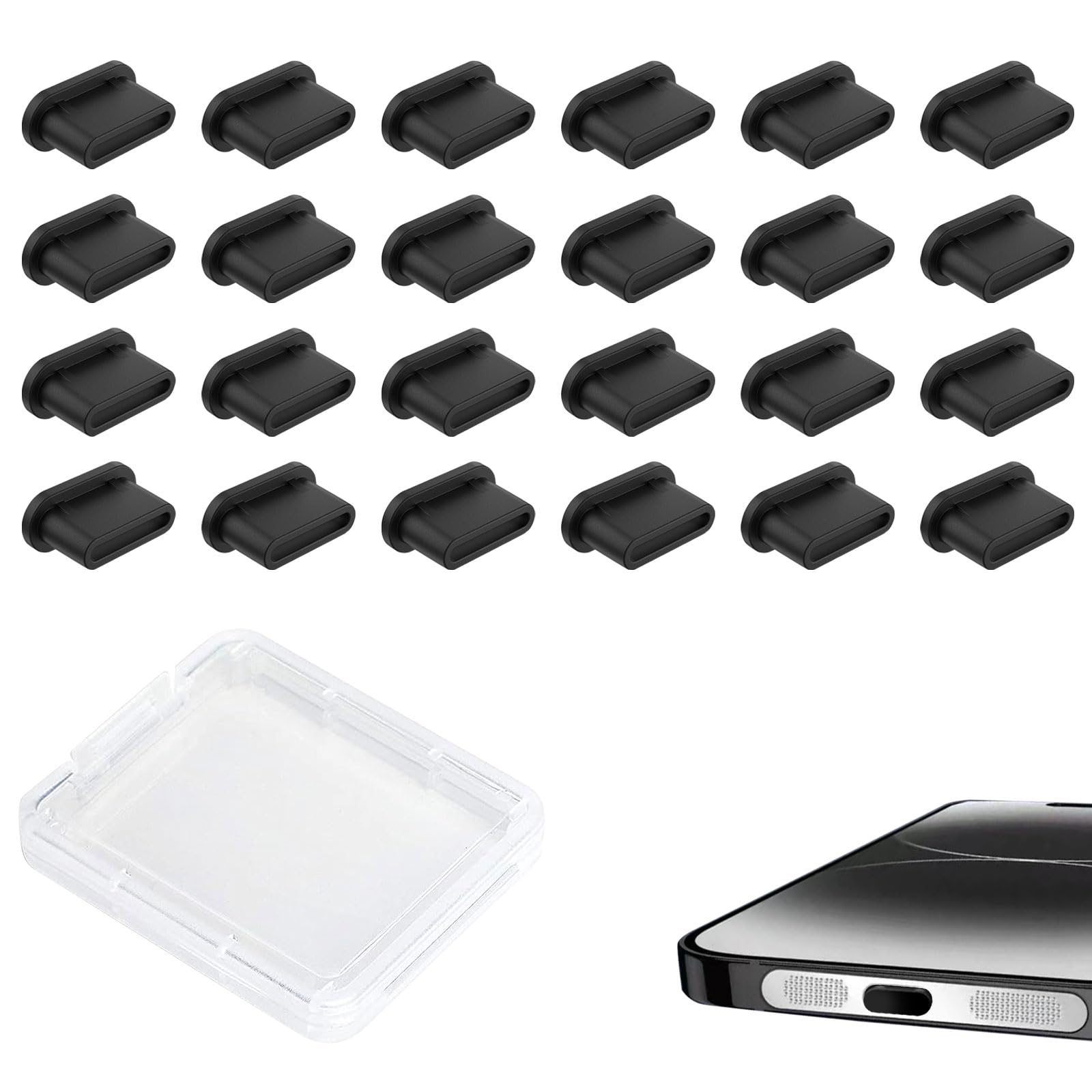 Azwood USB C Dust Plug Protective Cap, Pack of 24 Silicone Cover Type C Port Dust Plug USB Type C Port Anti-Dust Plug Protection Compatible with Smartphone Tablet and USB Type C Devices