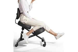 VEVOR Ergonomic Kneeling Chair with Backrest & Wheels, Mobile X-Shaped Posture Knee Chair with Adjustable Height & Thick Foam