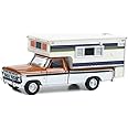 Greenlight 1/64 1976 Ford F-250 Truck with Large Camper, Nectarine & White, Hobby Exclusive, Camper Special Series, Adult, Unisex