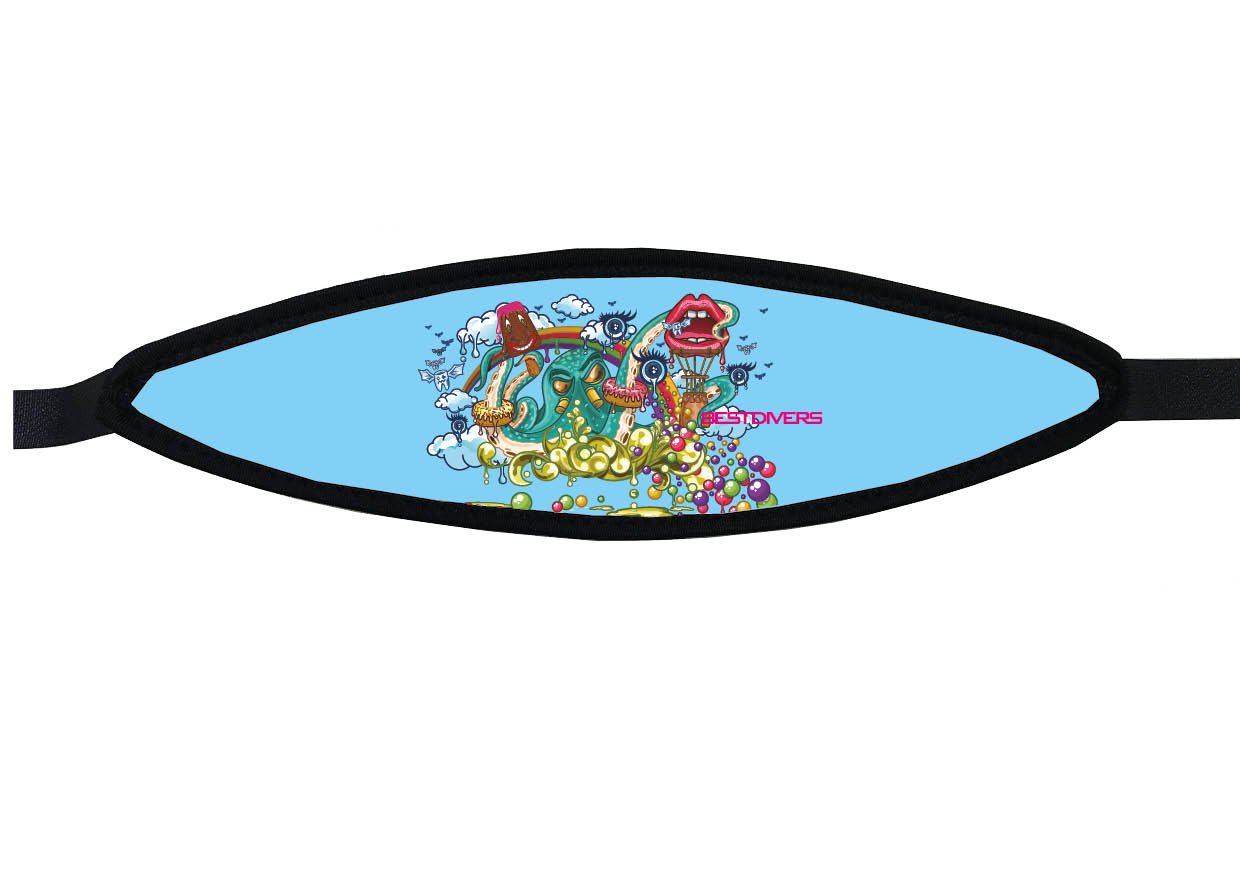 Best divers Neoprene Mask Strap, Velcro Closure, Popart