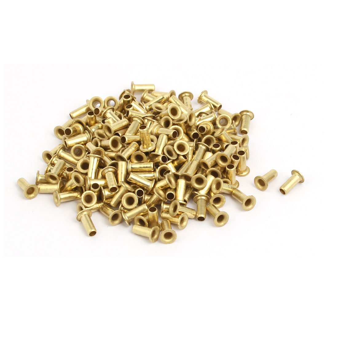 Sourcingmap 200pcs M2.5 x 6mm Brass Plated Metal Hollow Eyelets Rivets Gold Tone