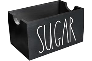 Llazsybz Sugar Sachet Dispenser, Coffee Condiment Container, Versatile Wood, 20 Sachets, for Cafe, Desktop, Office, Black