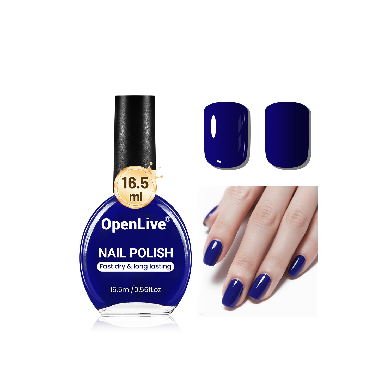 Photo 1 of OpenLive 16.5ml Dark Blue Nail Polish Large Volume Quick Dry Nail Polish, Long Lasting Shine, Fingernail Toenail Nail Art DIY Home Travel Nail Art Gift