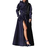 Seltaon Women's Casual 2 Piece Outfits Long Sleeves Hoodies Sweatshirts and High Waist Split Skirt Sweatsuit Lounge Sets