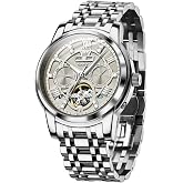 OLEVS Automatic Watch for Men Diamond Tourbillon Wristwatch | Mechanical,Stainless Steel Band,Luxury,Multi-Function,Analog,Calendar,Date,Week Display,Waterproof,Luminous,Business,Casual