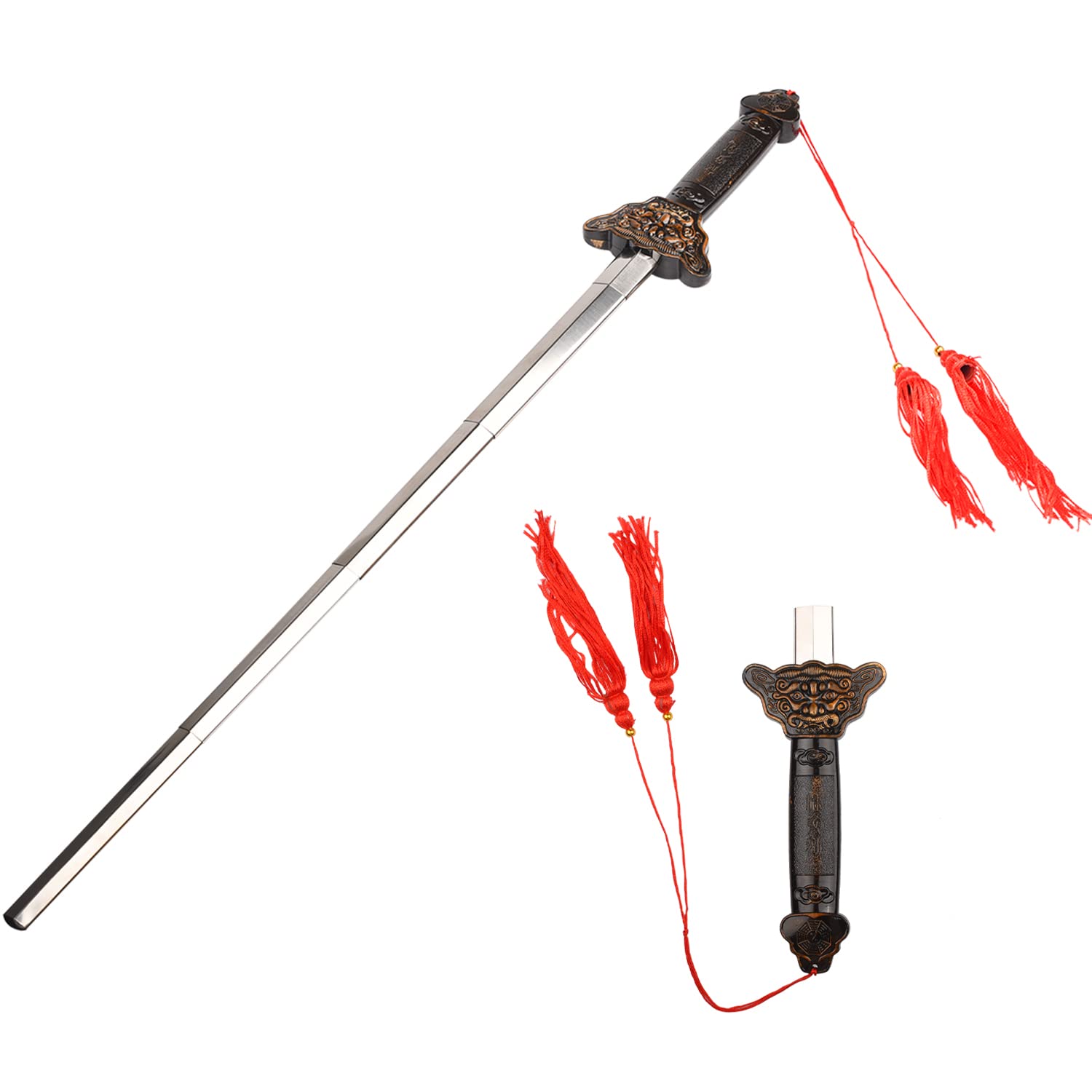 MFUOE Stainless Steel Dull Sword Toys Practice Performance Kung Plaything Retractable Sword Prop Cosplay Costume Accessory Prop