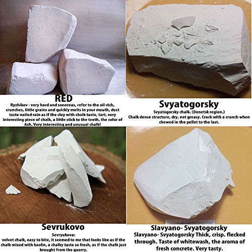 The edible clay + edible chalk. 4 types of clay + 4 types of chalk