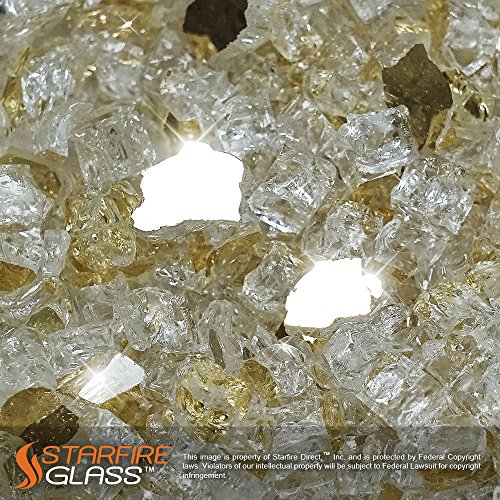 Starfire GlassÂ® 10-Pound Fire Glass with Fireplace Glass and Fire Pit Glass, 1/2-Inch, Gold (Reflective Supreme)