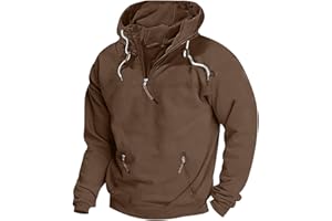 Pisexur Hoodies for Men Quarter Zip Pullover Men Winter Vintage Workout Running Active Hoodies with Pockets