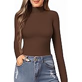 MANGOPOP Women's Mock Turtle Neck Slim Fit Long Sleeve Shirts Fall Fashion Tight Tops Basic Tee Winter Undershirt