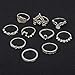 Dolland 10 PCS Ancient Silver Ring Ornaments Retro Geometric Arrows Ring Diamond ring