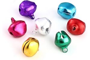 PICOCOSMXIRUO Micro Jingle Bells 100 Pk Miniature 6 mm (0.23 Inch) for Making Ornaments, Mini Wreath - Tiny Gold, Silver or Color Christmas Bell (Mixed Colors)