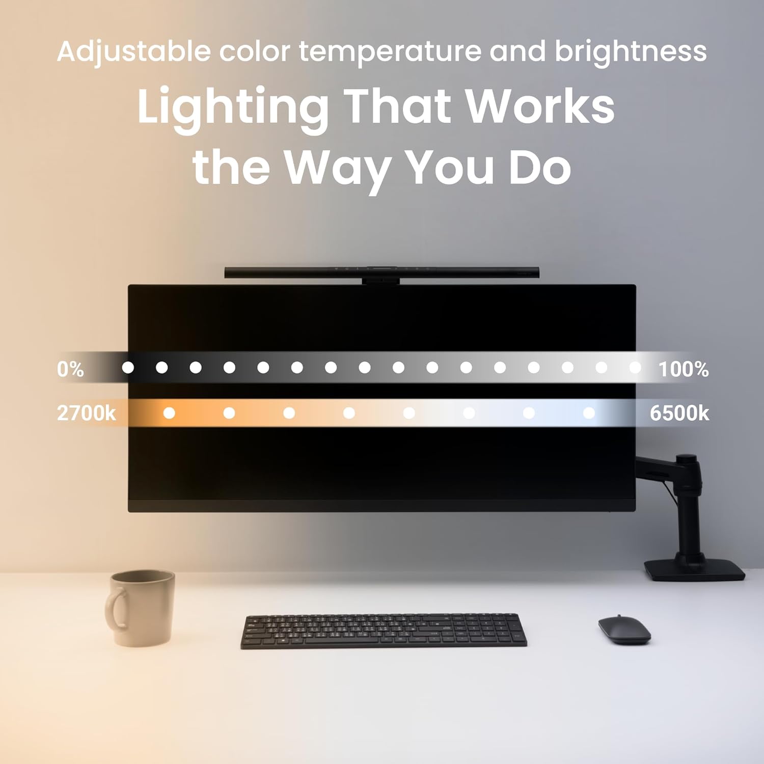 BenQ ScreenBar Plus Monitor Light Bar on desk